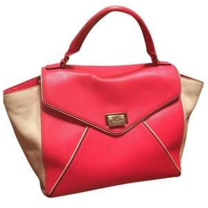 Laurel Pink and Beige Leather Satchel